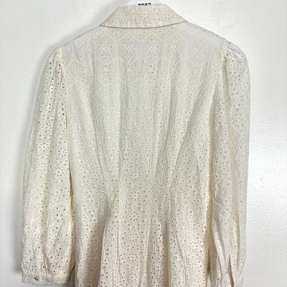 VERONICA BEARD Kylan Eyelet Cotton Shirtdress in White Size 2 - Picture 8 of 12